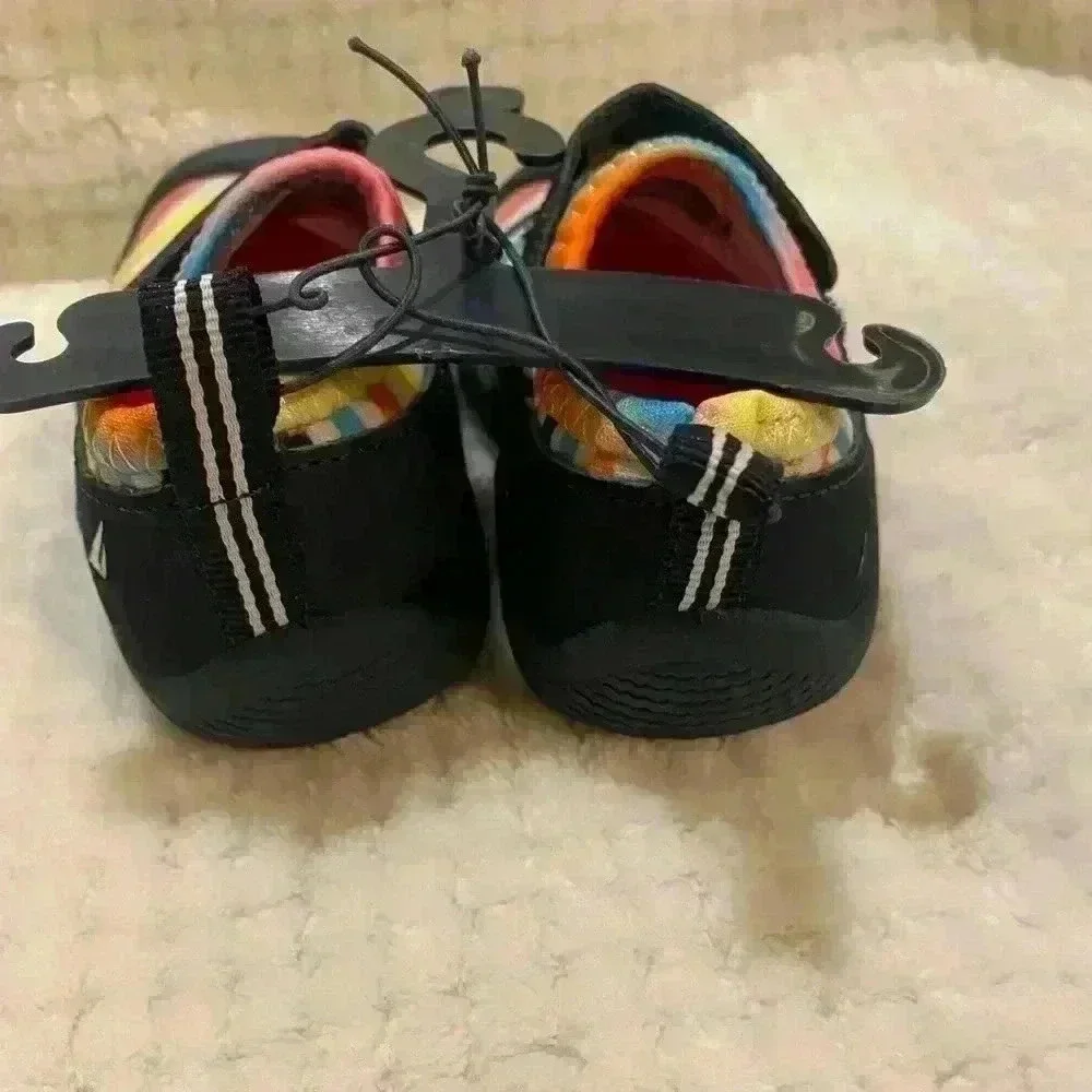 Nautica Girl Toddler water shoes adjustable with Velcro striped shoes size 5
